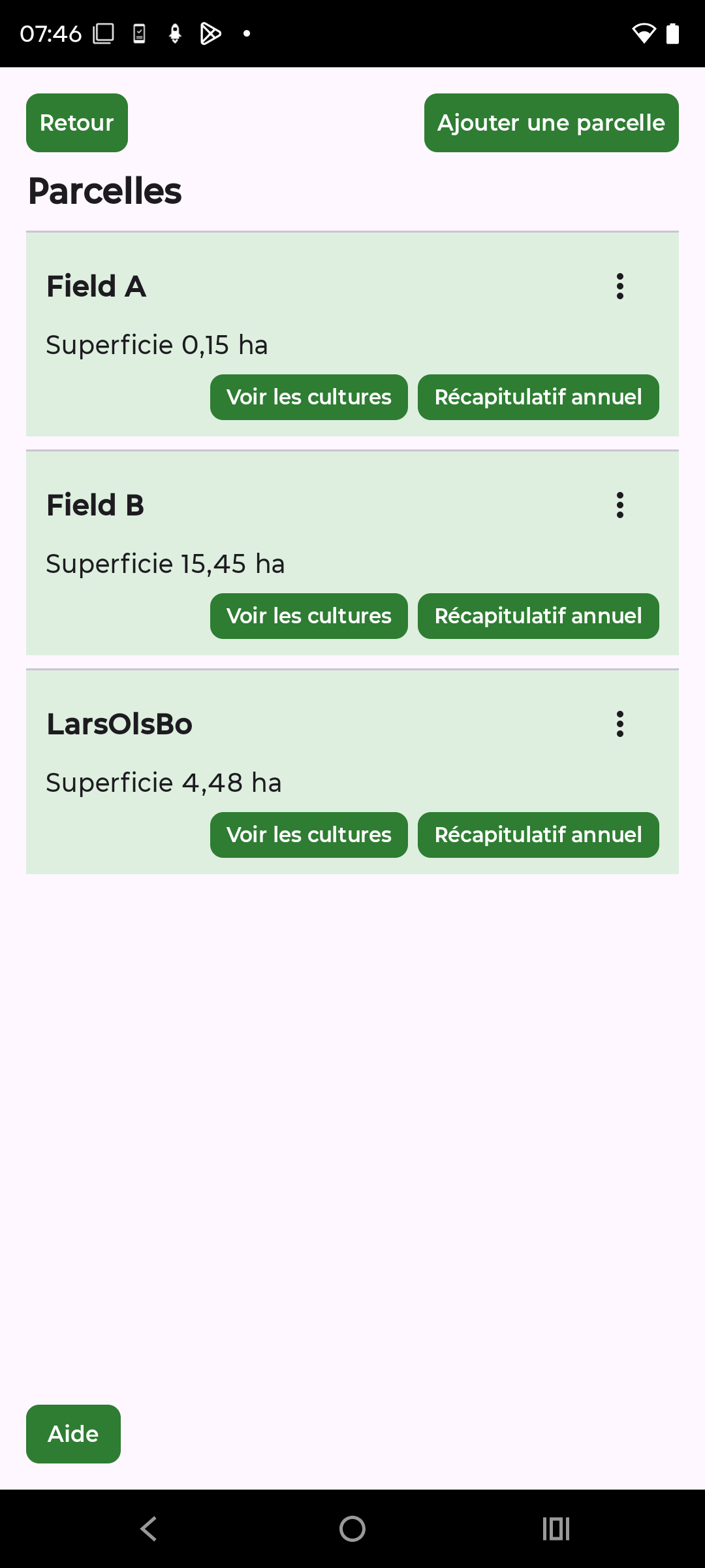 Fields list screenshot