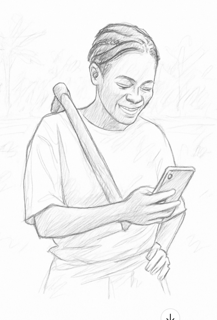 Farmer using phone in the field